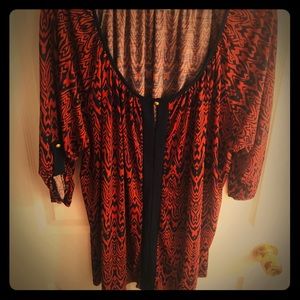 Orange and Navy printed blouse